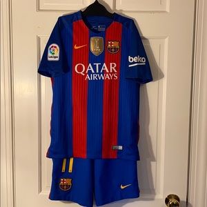 Nike Barca Soccer Jersey and Shorts. Boy’s Large